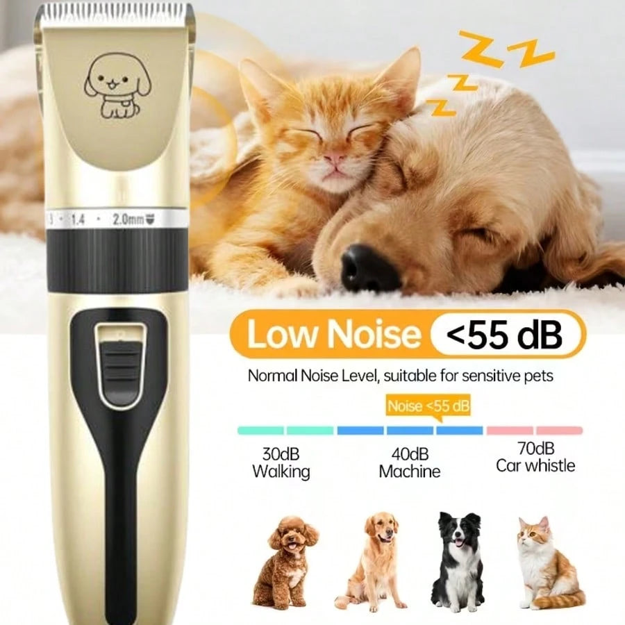12pcs Pet Shaver Kit, Professional Electric Pet Grooming Clippers, Rechargeable Cordless Low Noise Trimmer For Dogs, Cats, Suitable For Various Pet Hair Lengths, Professional Pet Grooming Salon Use