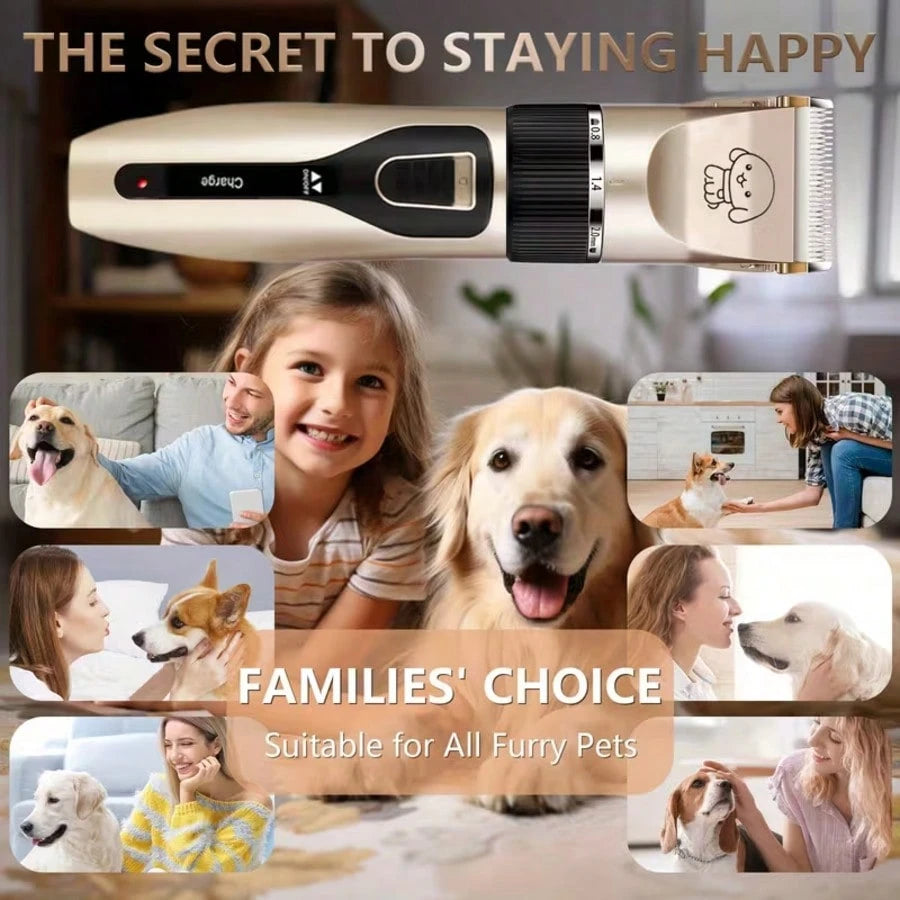 12pcs Pet Shaver Kit, Professional Electric Pet Grooming Clippers, Rechargeable Cordless Low Noise Trimmer For Dogs, Cats, Suitable For Various Pet Hair Lengths, Professional Pet Grooming Salon Use