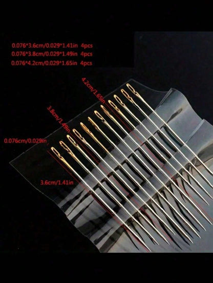 12pcs Stainless Steel Easy Threading Side Hole Sewing Needles, Suitable For Elderly Handcraft Sewing, DIY Household Craft- White, Sewing Needles, Needlework, Embroidery, Craft Supplies