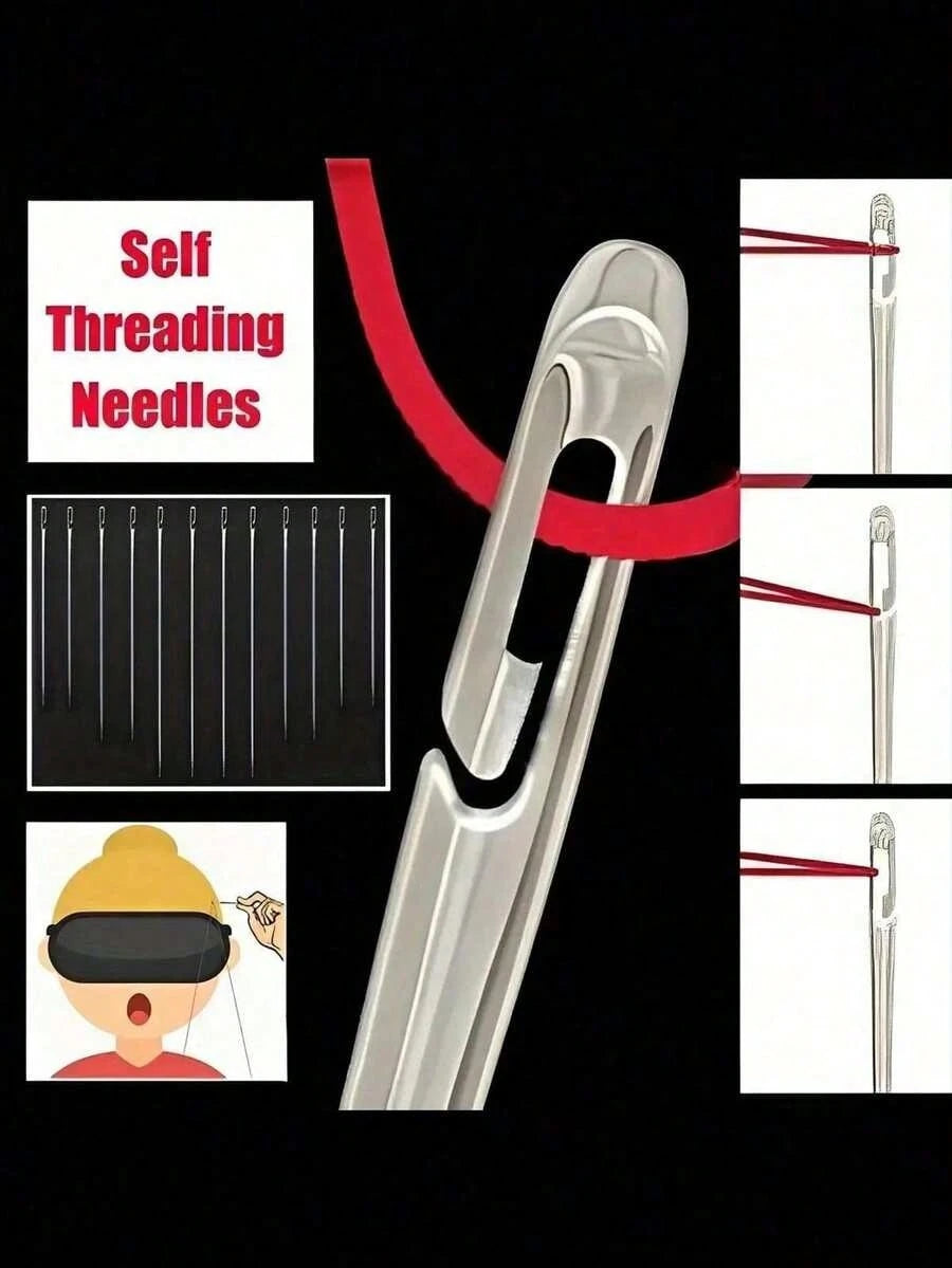 12pcs Stainless Steel Easy Threading Side Hole Sewing Needles, Suitable For Elderly Handcraft Sewing, DIY Household Craft- White, Sewing Needles, Needlework, Embroidery, Craft Supplies