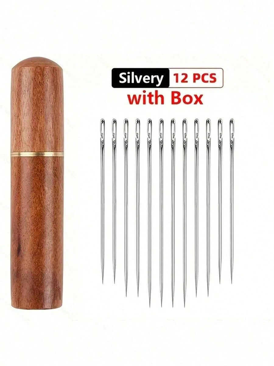 12pcs Stainless Steel Easy Threading Side Hole Sewing Needles, Suitable For Elderly Handcraft Sewing, DIY Household Craft- White, Sewing Needles, Needlework, Embroidery, Craft Supplies