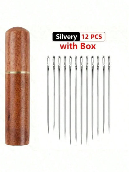 12pcs Stainless Steel Easy Threading Side Hole Sewing Needles, Suitable For Elderly Handcraft Sewing, DIY Household Craft- White, Sewing Needles, Needlework, Embroidery, Craft Supplies