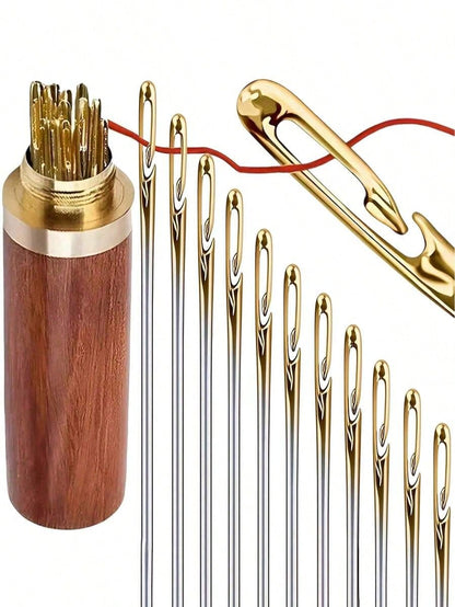 12pcs Stainless Steel Easy Threading Side Hole Sewing Needles, Suitable For Elderly Handcraft Sewing, DIY Household Craft- White, Sewing Needles, Needlework, Embroidery, Craft Supplies