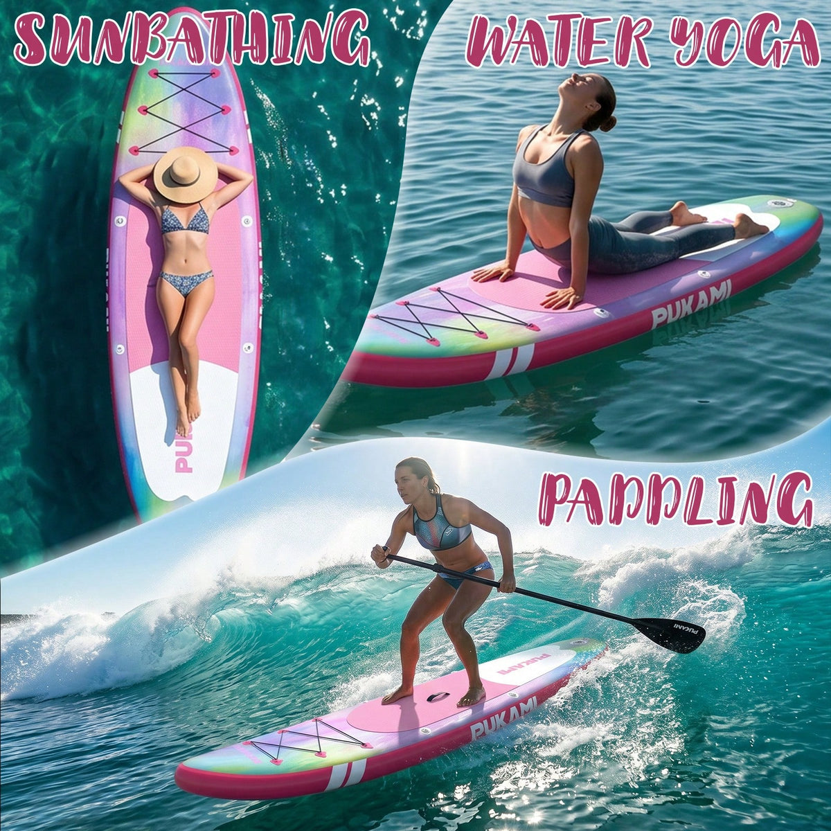 133" Inflatable Paddle Board With 450LBS Ultra-High Weight Capacity, Vacation Style Surfboard With Carry Bag\Fin\Hand Pump\Leash\Repair Kit For Travel\Fishing\Surfing\Padding