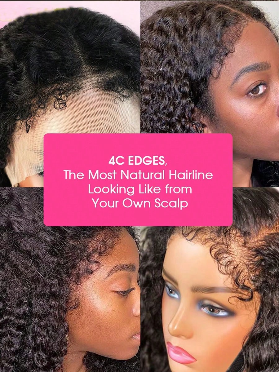 13x6 Jerry Curly Lace Front Wigs Human Hair Natural Full Edges Lace Pre-Plucked Lace Wig With Baby Hair Brazilian 13x4 Human Hair Wig For Women Ear To Ear HD Transparent Lace For Natural Looking