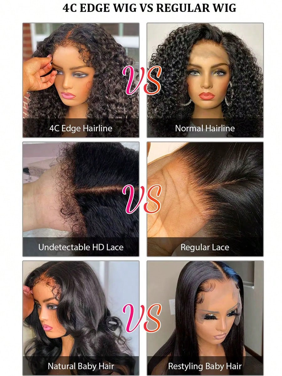 13x6 Jerry Curly Lace Front Wigs Human Hair Natural Full Edges Lace Pre-Plucked Lace Wig With Baby Hair Brazilian 13x4 Human Hair Wig For Women Ear To Ear HD Transparent Lace For Natural Looking