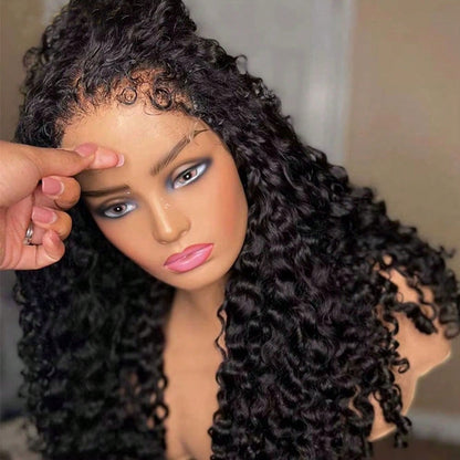 13x6 Jerry Curly Lace Front Wigs Human Hair Natural Full Edges Lace Pre-Plucked Lace Wig With Baby Hair Brazilian 13x4 Human Hair Wig For Women Ear To Ear HD Transparent Lace For Natural Looking
