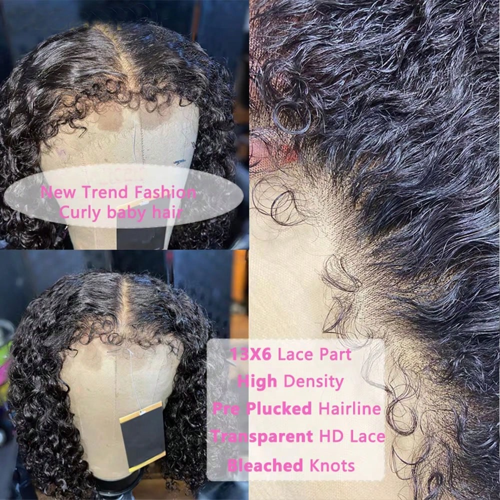 13x6 Jerry Curly Lace Front Wigs Human Hair Natural Full Edges Lace Pre-Plucked Lace Wig With Baby Hair Brazilian 13x4 Human Hair Wig For Women Ear To Ear HD Transparent Lace For Natural Looking