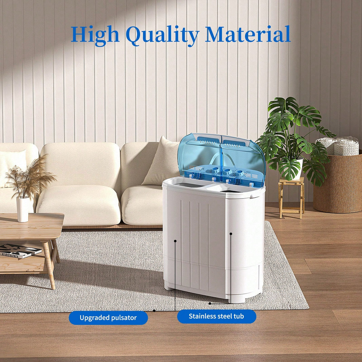14 Lbs Portable Washing Machine, Portable Washer For Apartment With 9 Lbs Washer, 5 Lbs Spinner, Mini Compact Top Load Washing Machine For RV Dorm Small Space