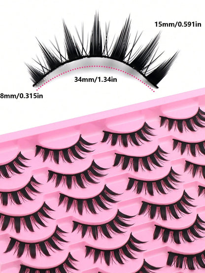 14 Pairs Manga Little Devil Style False Eyelashes, Japanese Cosplay Thick Exaggerated False Eyelashes Extension, Spiky Cartoon Dramatic Look, Black Stem False Eyelashes, Soft Natural, Lightweight Comf