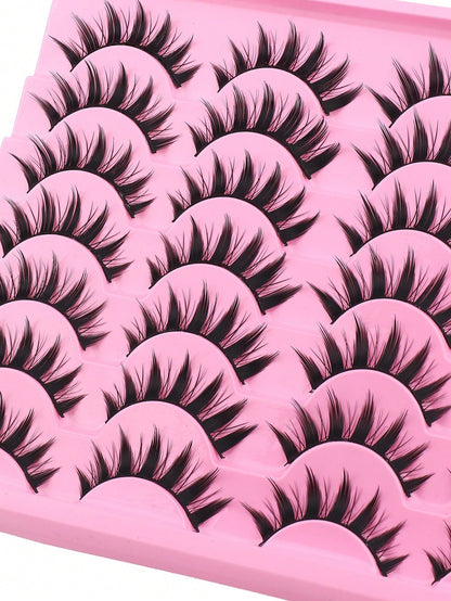 14 Pairs Manga Little Devil Style False Eyelashes, Japanese Cosplay Thick Exaggerated False Eyelashes Extension, Spiky Cartoon Dramatic Look, Black Stem False Eyelashes, Soft Natural, Lightweight Comf