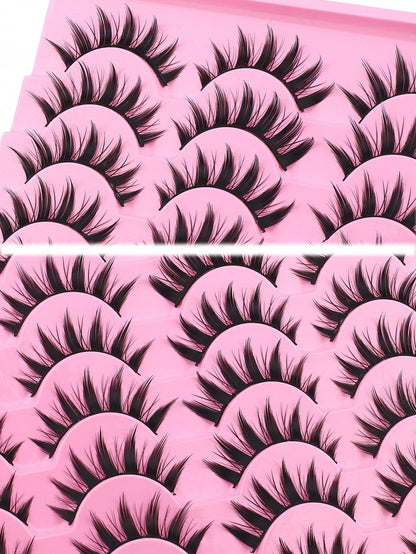 14 Pairs Manga Little Devil Style False Eyelashes, Japanese Cosplay Thick Exaggerated False Eyelashes Extension, Spiky Cartoon Dramatic Look, Black Stem False Eyelashes, Soft Natural, Lightweight Comf