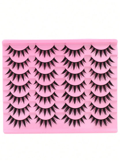 14 Pairs Manga Little Devil Style False Eyelashes, Japanese Cosplay Thick Exaggerated False Eyelashes Extension, Spiky Cartoon Dramatic Look, Black Stem False Eyelashes, Soft Natural, Lightweight Comf