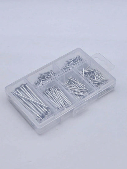 140-280pcs Hardware Nail Set, Includes Picture Hanging Nails, Wood Nails, Wall Nails And Storage Box, 6 Sizes, Steel Nails