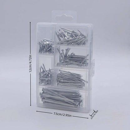 140-280pcs Hardware Nail Set, Includes Picture Hanging Nails, Wood Nails, Wall Nails And Storage Box, 6 Sizes, Steel Nails