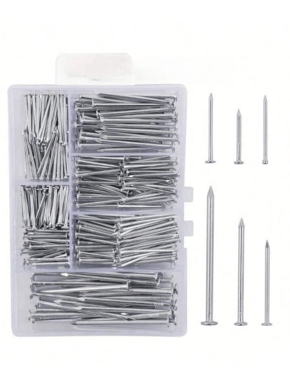 140-280pcs Hardware Nail Set, Includes Picture Hanging Nails, Wood Nails, Wall Nails And Storage Box, 6 Sizes, Steel Nails