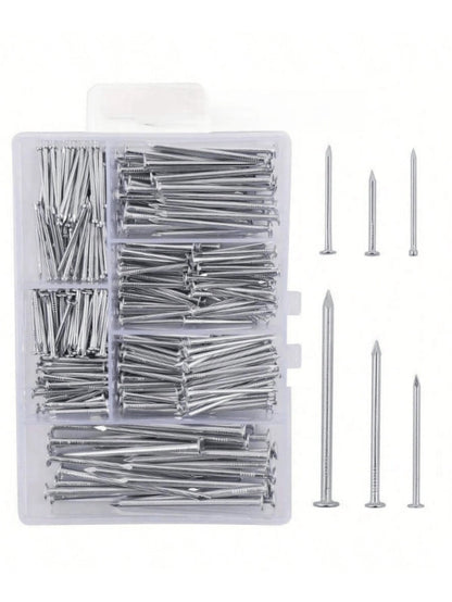 140-280pcs Hardware Nail Set, Includes Picture Hanging Nails, Wood Nails, Wall Nails And Storage Box, 6 Sizes, Steel Nails