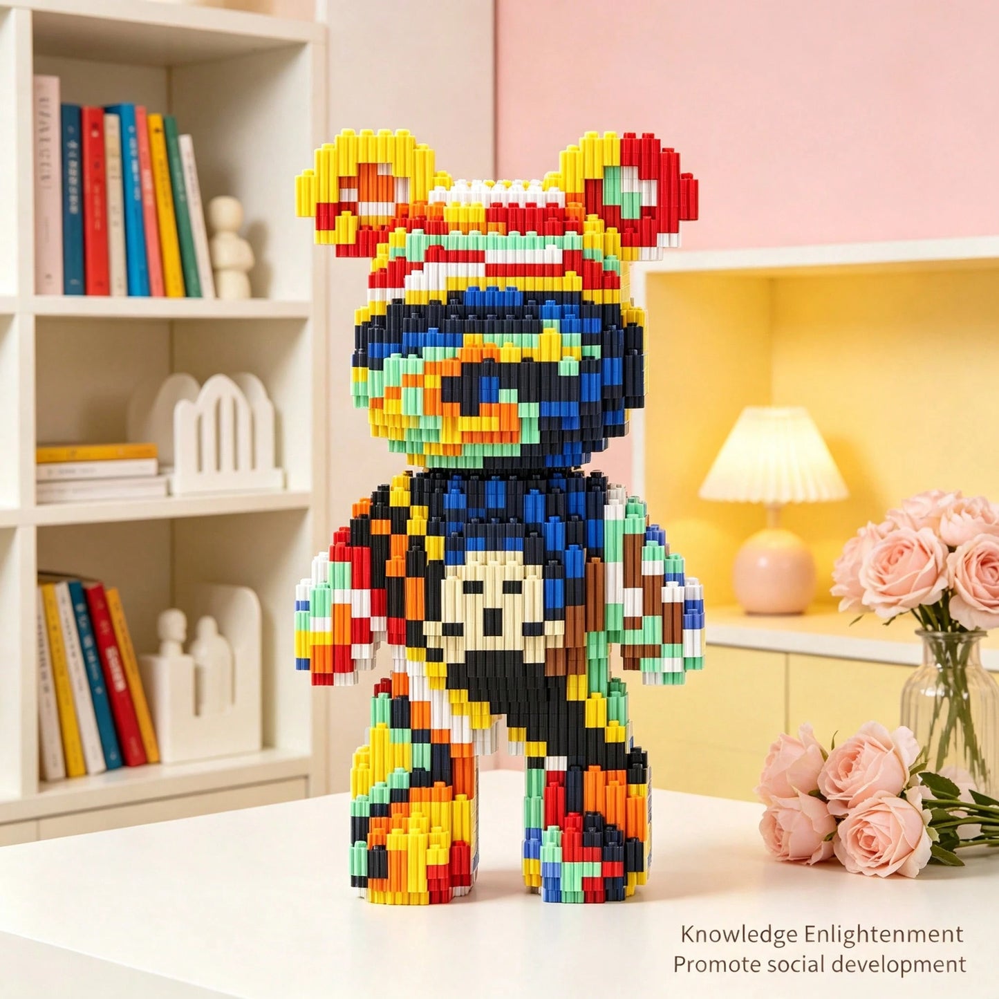 1436pcs Large Shout Bear Building Blocks Set, Creative Interlocking DIY Assembly Toy, Suitable For Adults And Teens, Party Games, Office And Home Decor, Durable Plastic Construction Kit