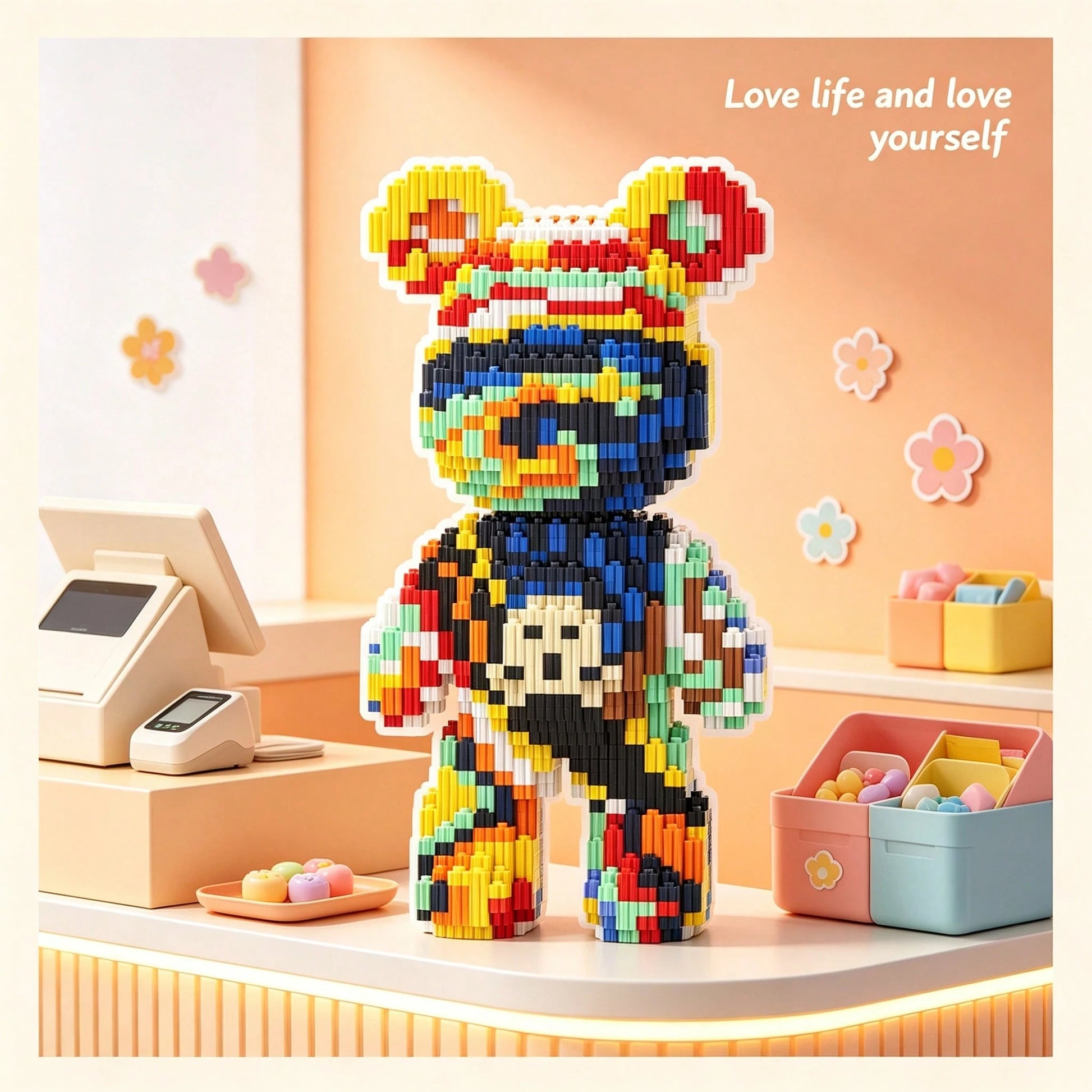 1436pcs Large Shout Bear Building Blocks Set, Creative Interlocking DIY Assembly Toy, Suitable For Adults And Teens, Party Games, Office And Home Decor, Durable Plastic Construction Kit