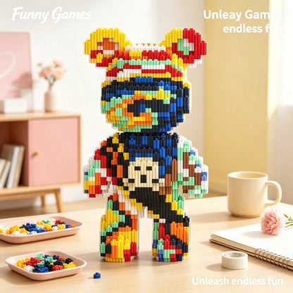 1436pcs Large Shout Bear Building Blocks Set, Creative Interlocking DIY Assembly Toy, Suitable For Adults And Teens, Party Games, Office And Home Decor, Durable Plastic Construction Kit
