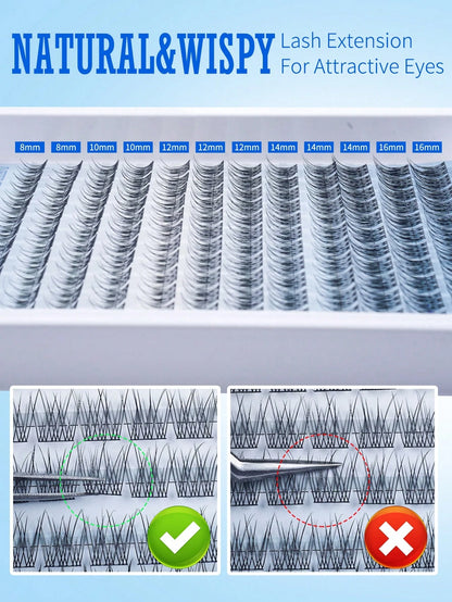 144/168pcs Natural Curly False Eyelashes Set, 168pcs Cluster False Eyelashes Set, Delicate Eyelash Extension, 8-16mm Individual False Eyelashes, Comes With Eyelash Glue And Eyelash Tweezers, Suitable