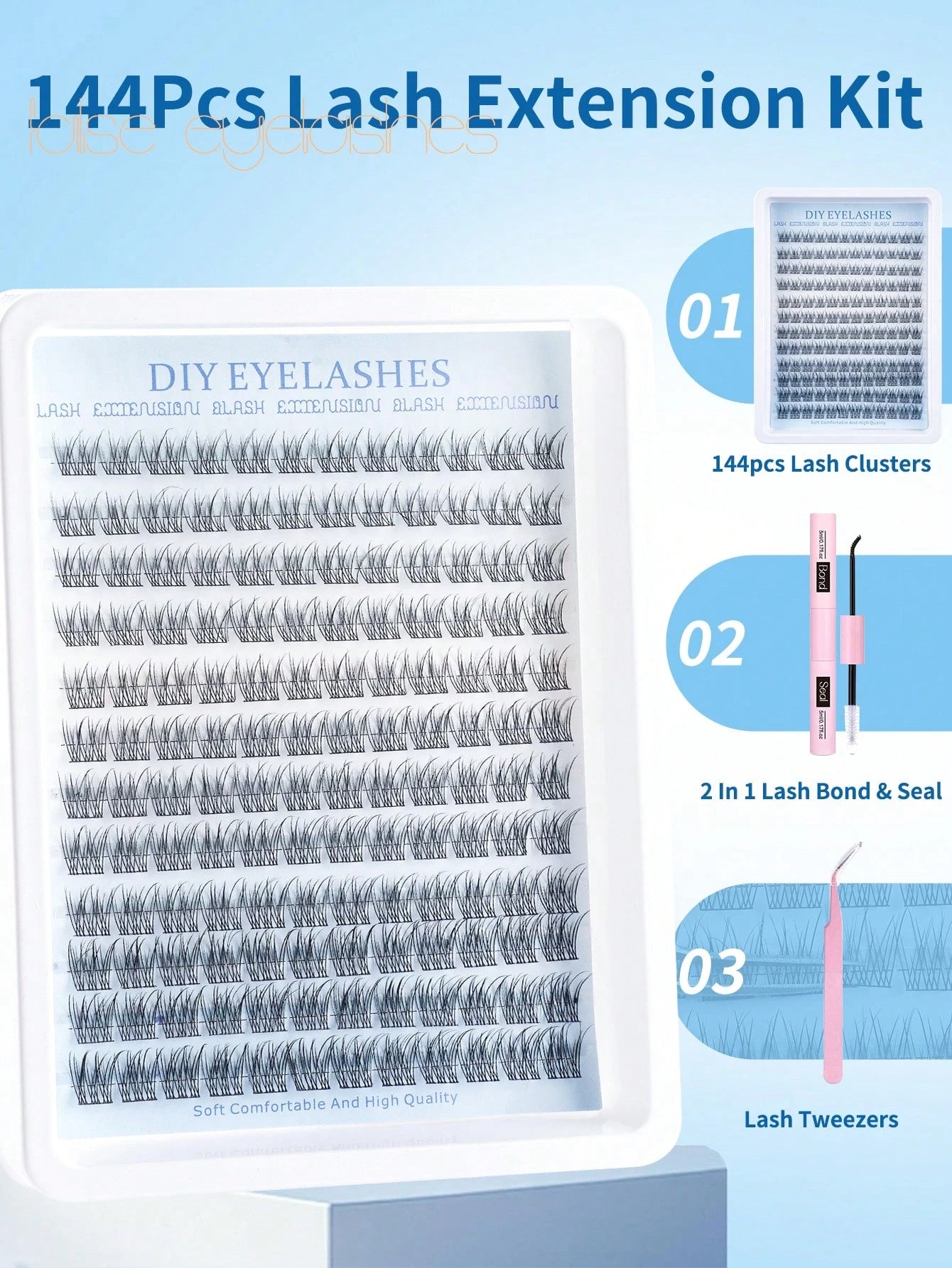 144/168pcs Natural Curly False Eyelashes Set, 168pcs Cluster False Eyelashes Set, Delicate Eyelash Extension, 8-16mm Individual False Eyelashes, Comes With Eyelash Glue And Eyelash Tweezers, Suitable
