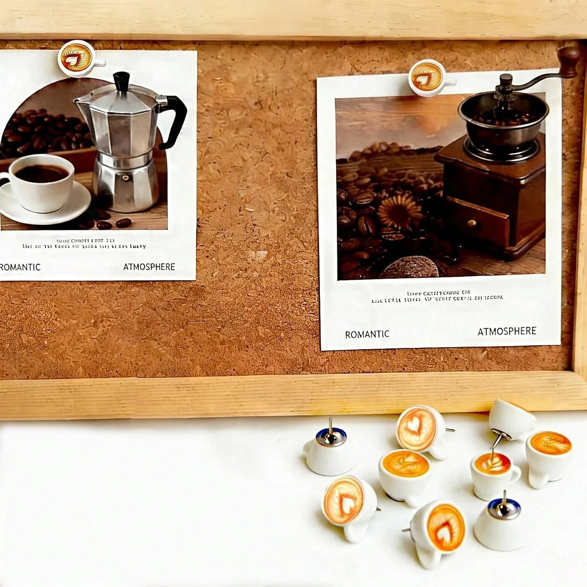 15/20pcs Coffee Cup Decorative Push Pins, Cute Latte Art Coffee Cup Shaped Thumb Tacks, Random Styles, For Bulletin Board, Desk Decor And Cork Board Accessories, Pins, Room Decor, Thumb Tacks