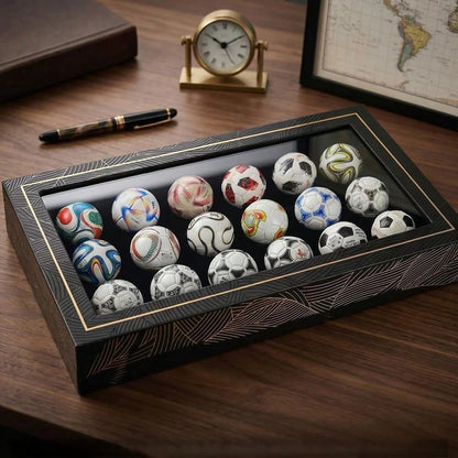 15Pcs Handmade Mini Historical Soccer Ball Collection Set, Classic Replica Football Ornament With Display Gift Box, Sports Fan Desk Decor & Collectible Souvenir Gift