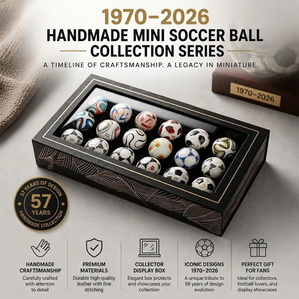 15Pcs Handmade Mini Historical Soccer Ball Collection Set, Classic Replica Football Ornament With Display Gift Box, Sports Fan Desk Decor & Collectible Souvenir Gift
