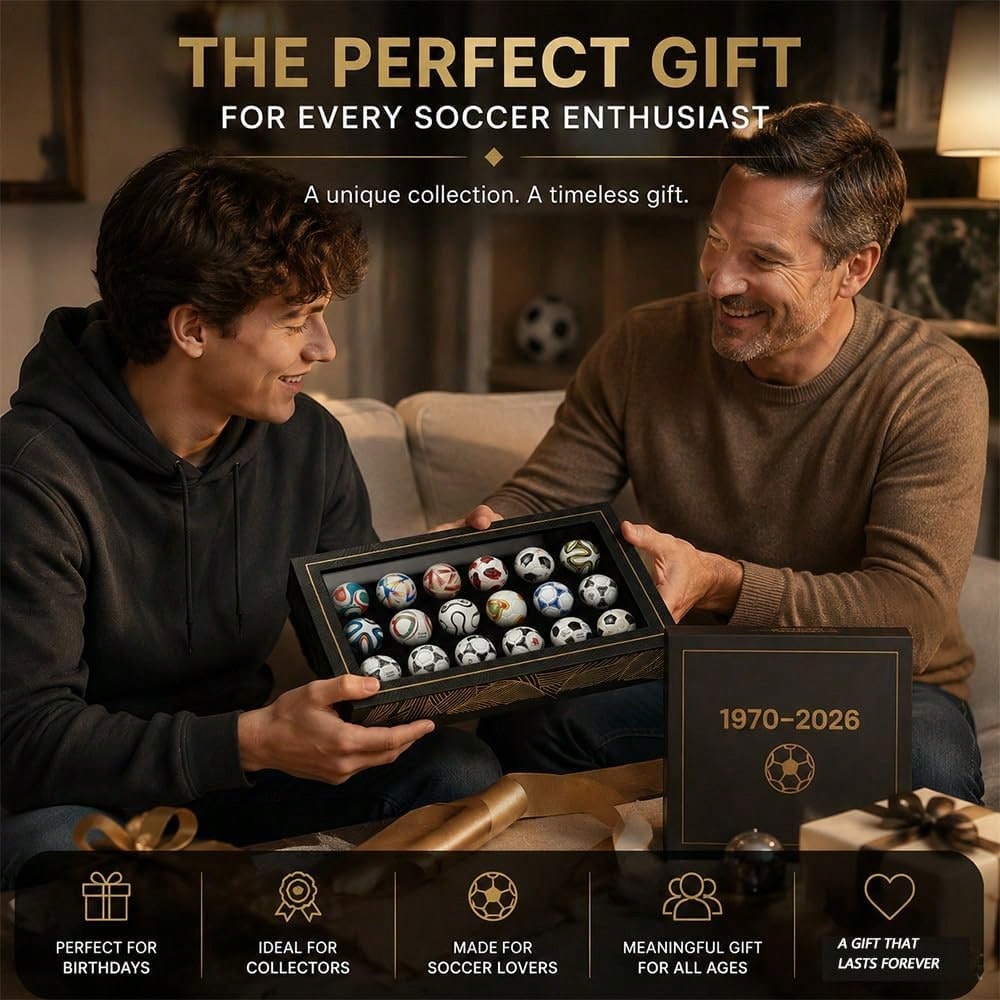 15Pcs Handmade Mini Historical Soccer Ball Collection Set, Classic Replica Football Ornament With Display Gift Box, Sports Fan Desk Decor & Collectible Souvenir Gift