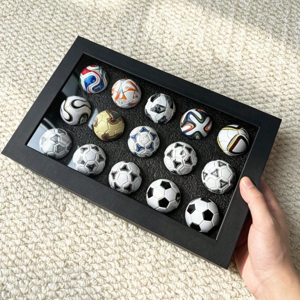 15Pcs Handmade Mini Historical Soccer Ball Collection Set, Classic Replica Football Ornament With Display Gift Box, Sports Fan Desk Decor & Collectible Souvenir Gift