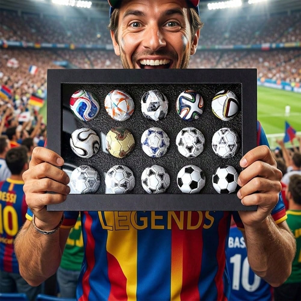 15Pcs Handmade Mini Historical Soccer Ball Collection Set, Classic Replica Football Ornament With Display Gift Box, Sports Fan Desk Decor & Collectible Souvenir Gift