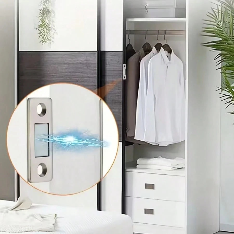16pcs Steel L-Shaped Magnetic Cabinet Latches, Self-Adhesive Drawer Magnetic Locks, Strong Door Stopper, Suitable For Wardrobe, Cabinet, Closet Furniture Hardware