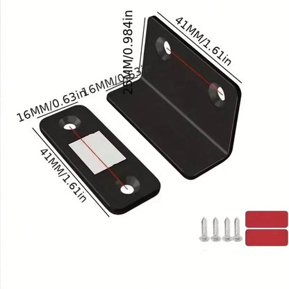 16pcs Steel L-Shaped Magnetic Cabinet Latches, Self-Adhesive Drawer Magnetic Locks, Strong Door Stopper, Suitable For Wardrobe, Cabinet, Closet Furniture Hardware
