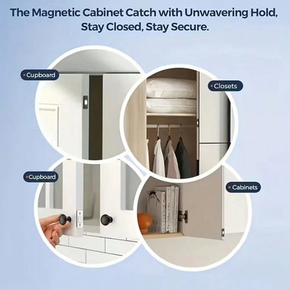 16pcs Steel L-Shaped Magnetic Cabinet Latches, Self-Adhesive Drawer Magnetic Locks, Strong Door Stopper, Suitable For Wardrobe, Cabinet, Closet Furniture Hardware
