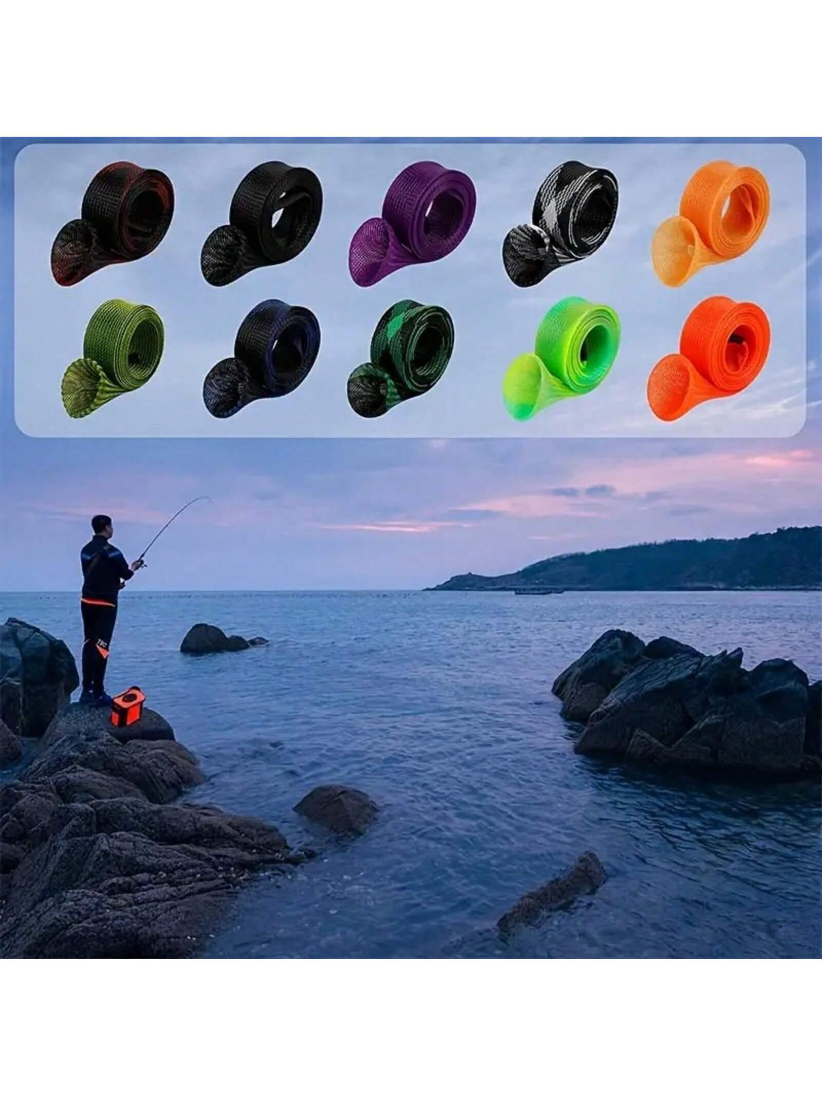 170cm 35mm/67in 1.4in Fishing Rod Socks Sleeve Cover, Braided Mesh Reusable Rods Pole Telescopic Protector Bag, Fishing Tools Accessories