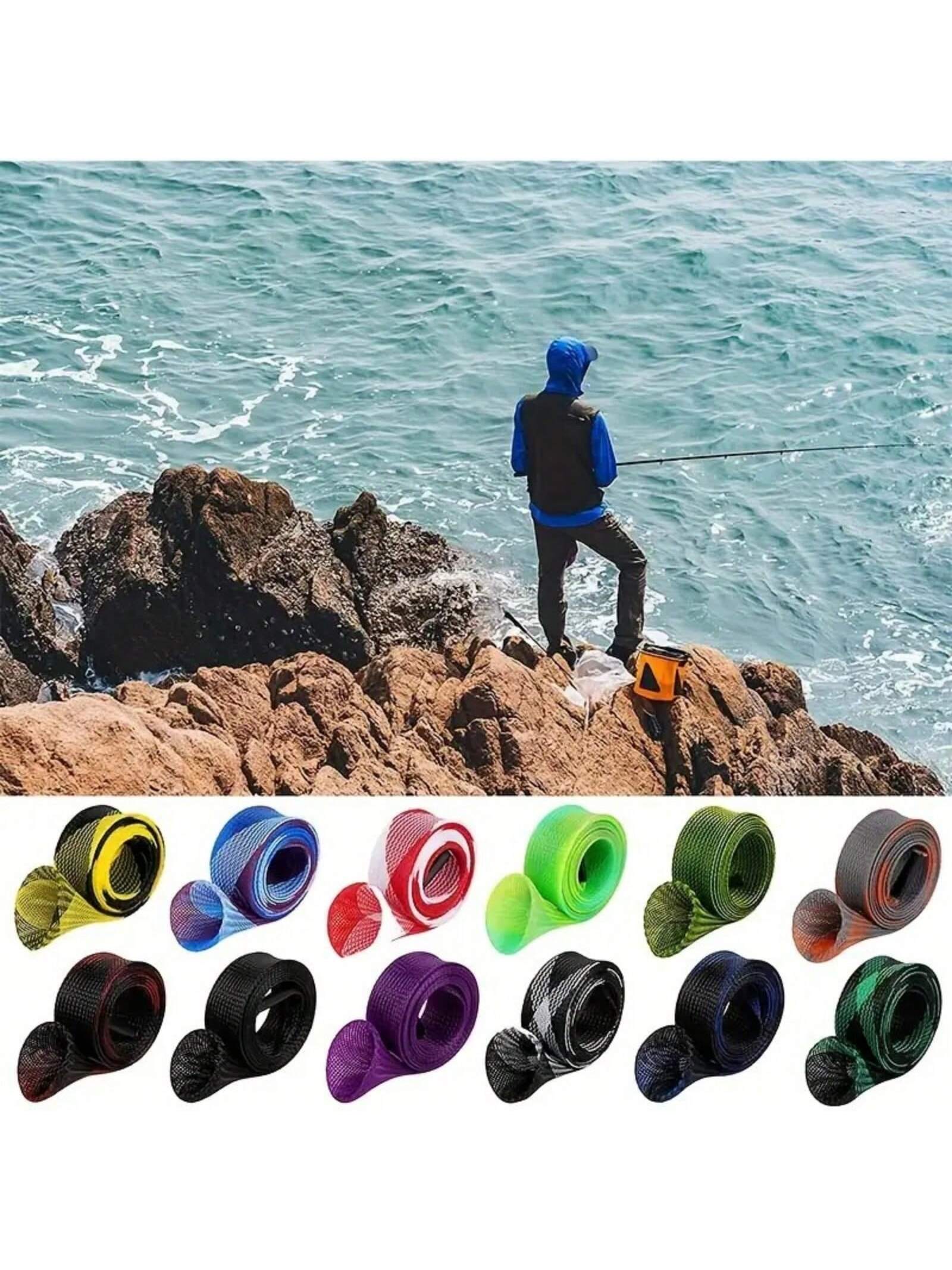 170cm 35mm/67in 1.4in Fishing Rod Socks Sleeve Cover, Braided Mesh Reusable Rods Pole Telescopic Protector Bag, Fishing Tools Accessories