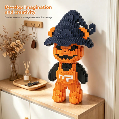 1836pcs Large Halloween Skeleton Bear Building Block Set, Creative Interlocking DIY Assembly Toy, Suitable For Adults And Teens, Party Games, Office And Home Decor, Durable Plastic Construction Kit