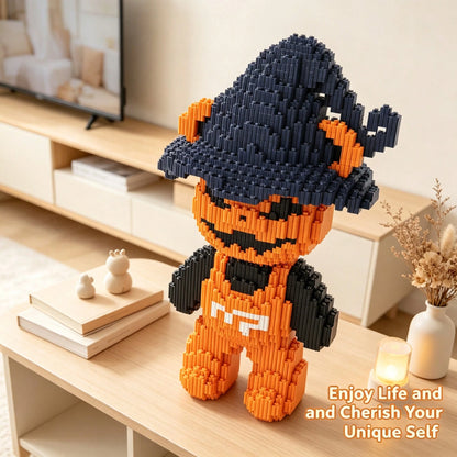 1836pcs Large Halloween Skeleton Bear Building Block Set, Creative Interlocking DIY Assembly Toy, Suitable For Adults And Teens, Party Games, Office And Home Decor, Durable Plastic Construction Kit