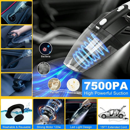 19pcs Car Cleaning Wash Kit Interior Detailing Cleaner Kit With High Power Handheld Vacuum, Brush Set, Windshield Tool, Duster, Towels, Complete Car Care Tool