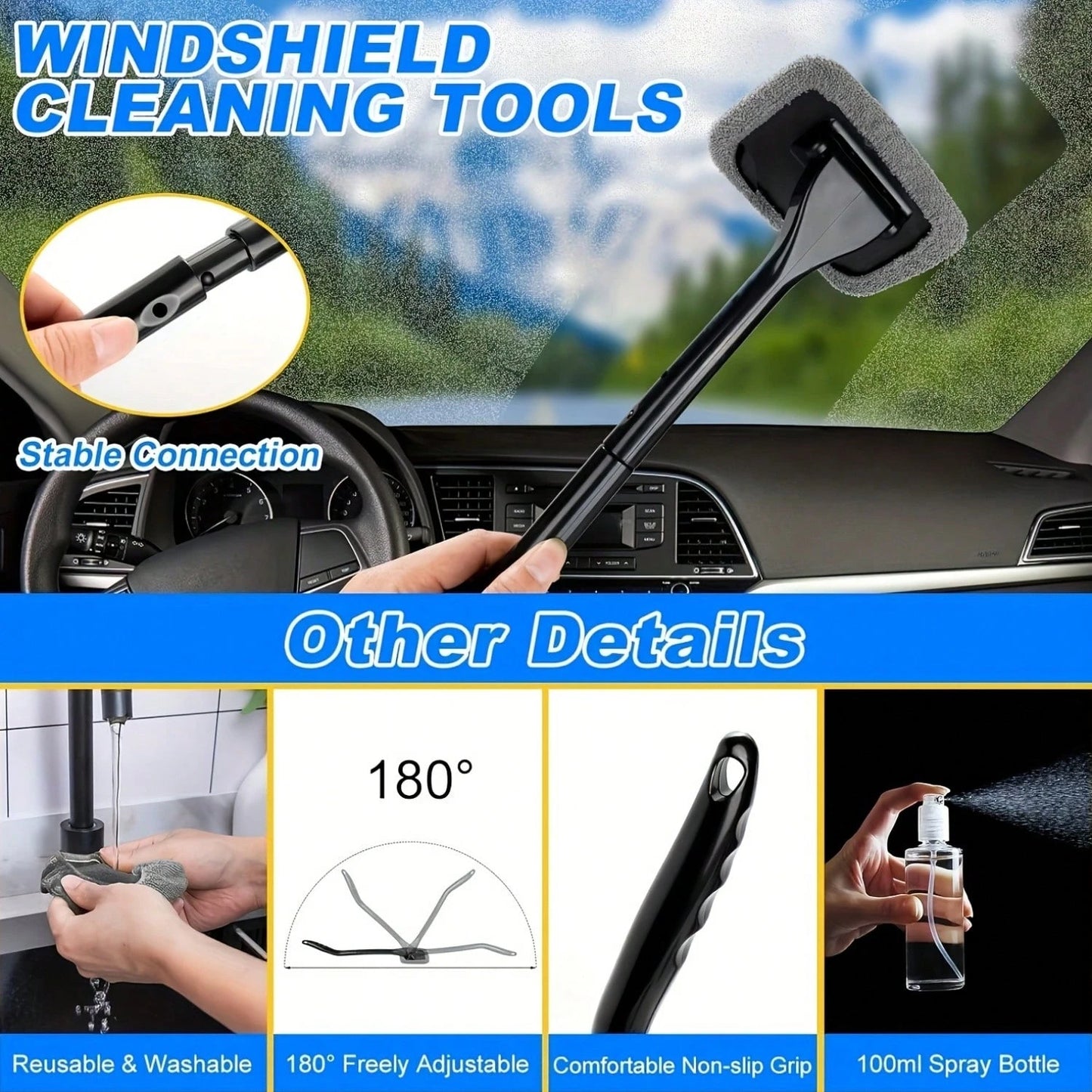 19pcs Car Cleaning Wash Kit Interior Detailing Cleaner Kit With High Power Handheld Vacuum, Brush Set, Windshield Tool, Duster, Towels, Complete Car Care Tool
