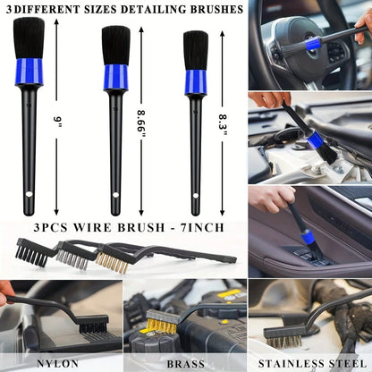 19pcs Car Cleaning Wash Kit Interior Detailing Cleaner Kit With High Power Handheld Vacuum, Brush Set, Windshield Tool, Duster, Towels, Complete Car Care Tool