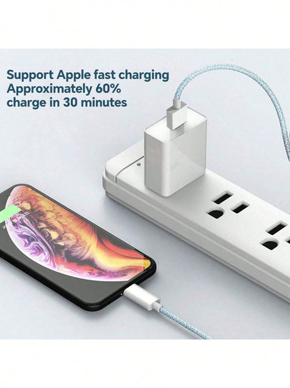 1m/1.5m Nylon Braided Fast Charging Data Cable, Supports Fast Charging Compatible With Iphone 13/12/11/XR/8/7/6, Laptop Series Including 14 Pro Max, 14 Pro, 14 Plus, 13 Pro Max, 13 Pro, 13, 12 Pro, 12