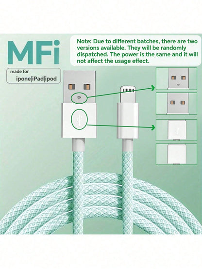 1m/1.5m Nylon Braided Fast Charging Data Cable, Supports Fast Charging Compatible With Iphone 13/12/11/XR/8/7/6, Laptop Series Including 14 Pro Max, 14 Pro, 14 Plus, 13 Pro Max, 13 Pro, 13, 12 Pro, 12