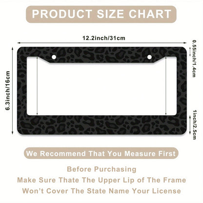 1pc, 1 One Black Leopard Print License Plate Frame, Car Decoration Accessories Aluminum Rust-Proof Crash-Resistant Weather-Resistant Number Plate Bracket, Suitable For American Standard Vehicles, 16*3