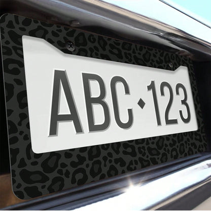 1pc, 1 One Black Leopard Print License Plate Frame, Car Decoration Accessories Aluminum Rust-Proof Crash-Resistant Weather-Resistant Number Plate Bracket, Suitable For American Standard Vehicles, 16*3