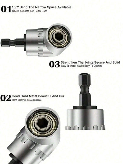 1pc 105 Degree Right Angle Drill Adapter, 105 Degree Angle Drill Bit Screwdriver Suitable For Tight Spaces, Home Decor, Building Renovation, Milwaukee Tools