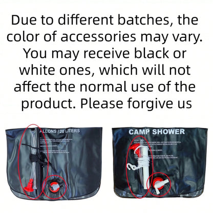 1pc 10L/20L/25L/40L Solar Camping Shower Bag, Portable Outdoor Solar Heating Shower Bag With Adjustable Shower Head And Hook, Leak-Proof Reinforced PVC Foldable Water Bag, Suitable For Camping, Hiking