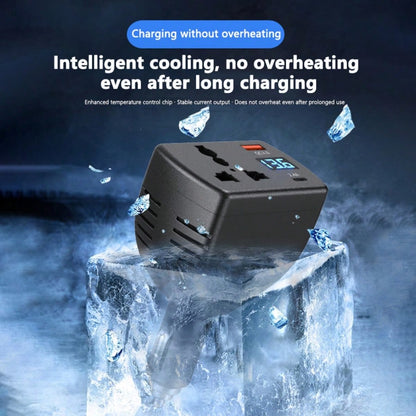 1pc 150W High Power Transformer Universal 12V/24V Car Power Inverter, Equipped With 2 USB Ports, Supports Fast Charging, Digital Voltage Display, Smart Fast Charge- Car Plug, Suitable For Sedan, Truc