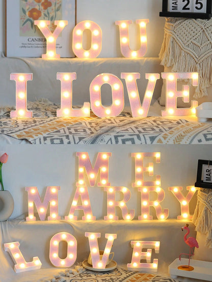 1pc 16cm Pink Glowing Letter Light, Home Decor LED Letter Lamp, Indoor Room Decoration, Wedding Proposal Decoration, Birthday Party Decoration Letter Sign